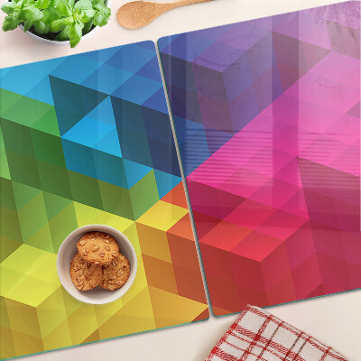 Tocător din sticlă Geometrie colorată în triunghiuri