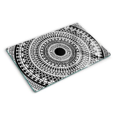 Tocător de bucătărie Mandala în nuanțe de alb și negru