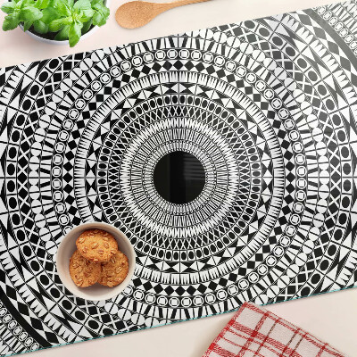 Tocător de bucătărie Mandala în nuanțe de alb și negru