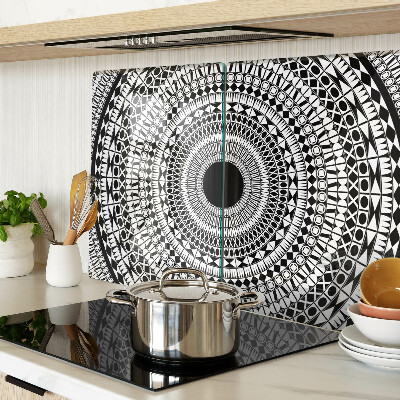 Tocător de bucătărie Mandala în nuanțe de alb și negru