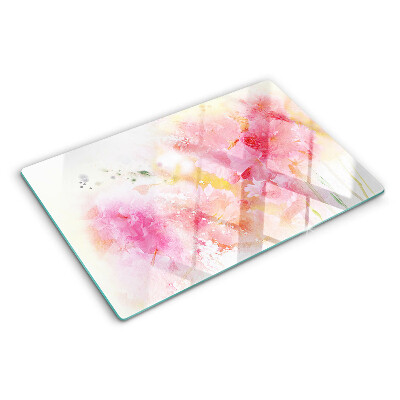 Tocător sticlă Acuarele florale în culori pastelate