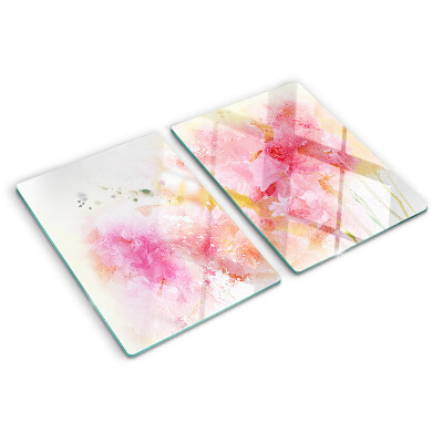 Tocător sticlă Acuarele florale în culori pastelate