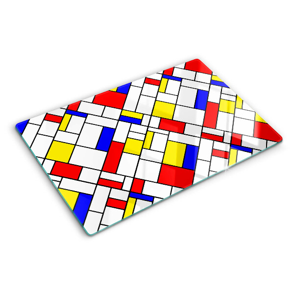 Tocător din sticlă Geometrie în stilul Mondrian