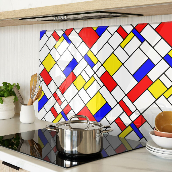 Tocător din sticlă Geometrie în stilul Mondrian