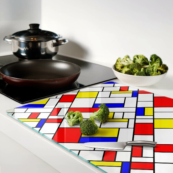 Tocător din sticlă Geometrie în stilul Mondrian