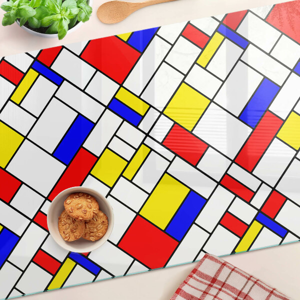 Tocător din sticlă Geometrie în stilul Mondrian