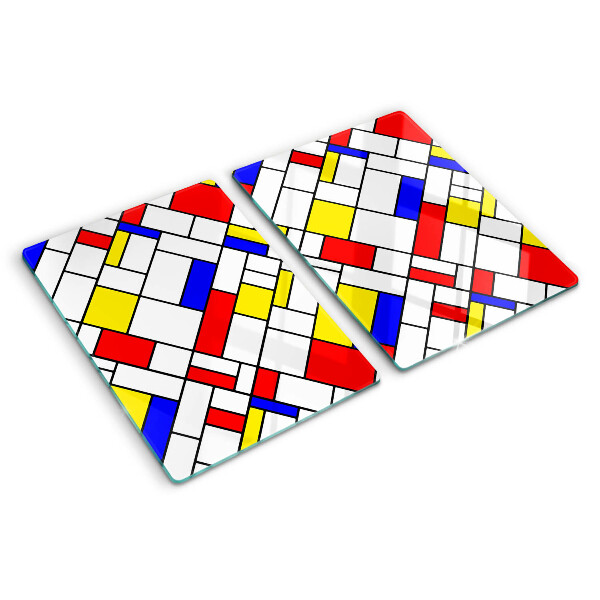 Tocător din sticlă Geometrie în stilul Mondrian