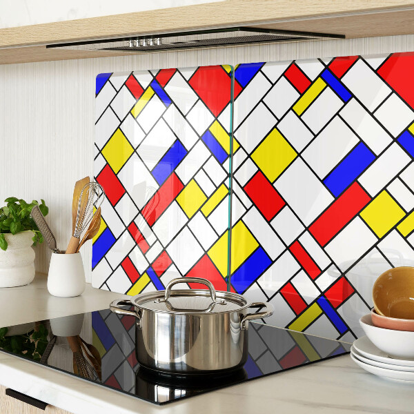 Tocător din sticlă Geometrie în stilul Mondrian