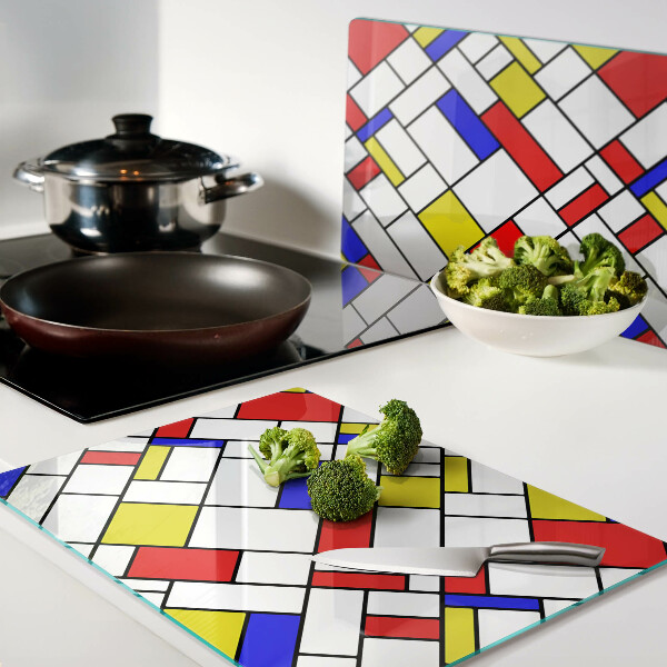 Tocător din sticlă Geometrie în stilul Mondrian