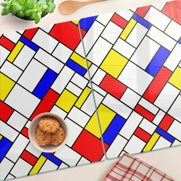 Tocător din sticlă Geometrie în stilul Mondrian