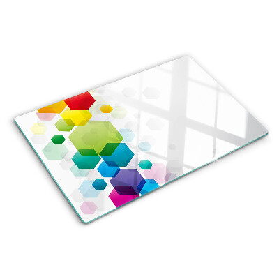 Tocător din sticlă Hexagone colorate pe fundal