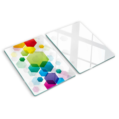 Tocător din sticlă Hexagone colorate pe fundal