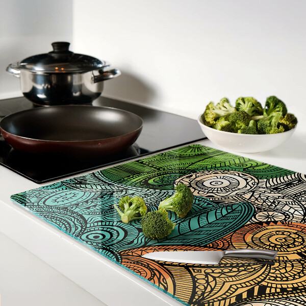 Tocător de bucătărie Motiv Mandala cu modele colorate