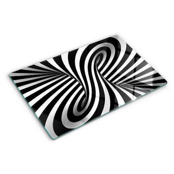 Tocător sticlă Model spiralat alb-negru