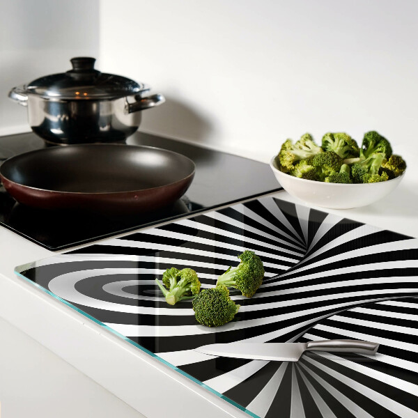 Tocător sticlă Model spiralat alb-negru
