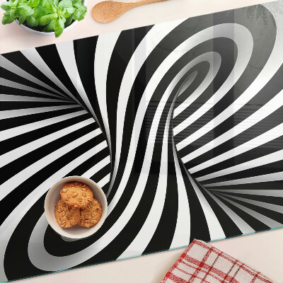 Tocător sticlă Model spiralat alb-negru