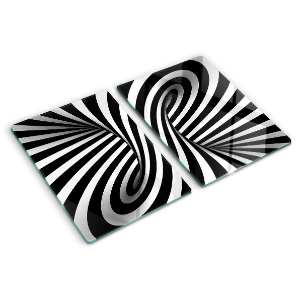 Tocător sticlă Model spiralat alb-negru