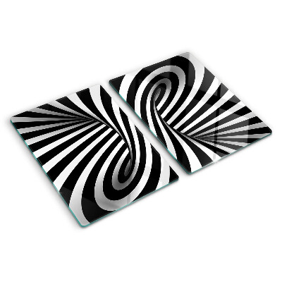 Tocător sticlă Model spiralat alb-negru