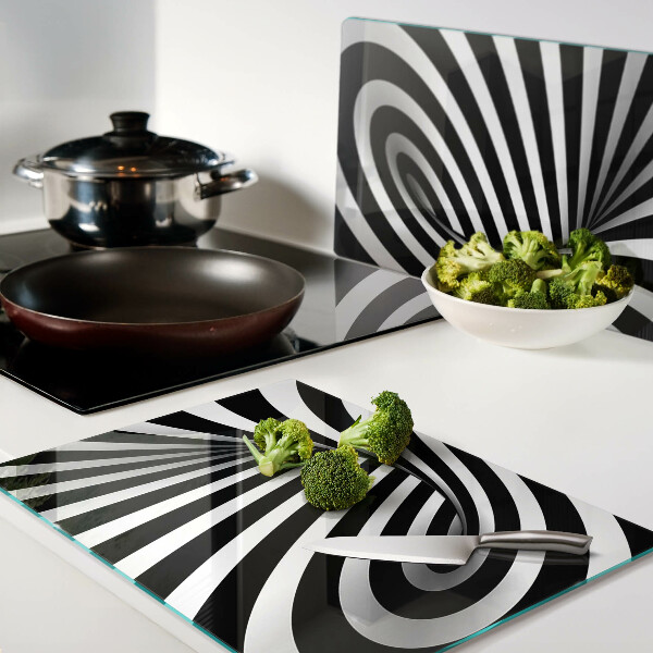 Tocător sticlă Model spiralat alb-negru