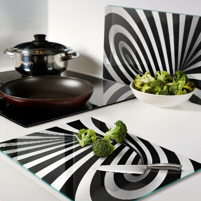 Tocător sticlă Model spiralat alb-negru