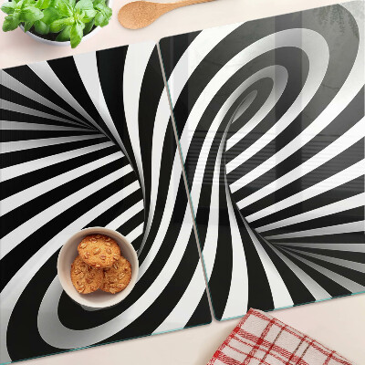 Tocător sticlă Model spiralat alb-negru