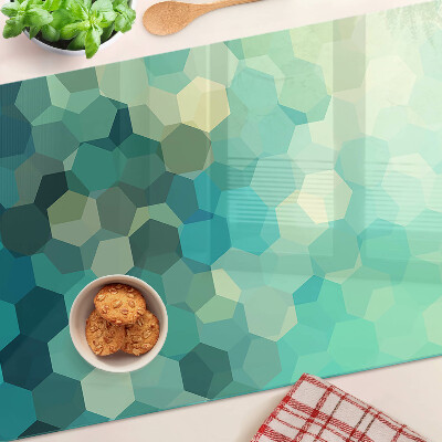 Tocător sticlă Hexagone geometrice în nuanțe de albastru