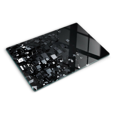 Tocător sticlă Cuburi negre abstracte