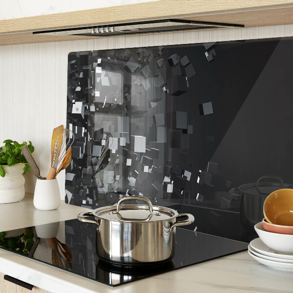 Tocător sticlă Cuburi negre abstracte