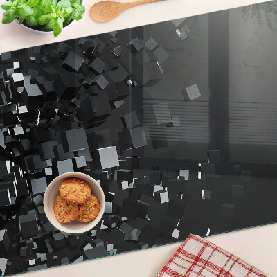 Tocător sticlă Cuburi negre abstracte