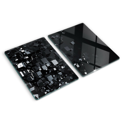 Tocător sticlă Cuburi negre abstracte