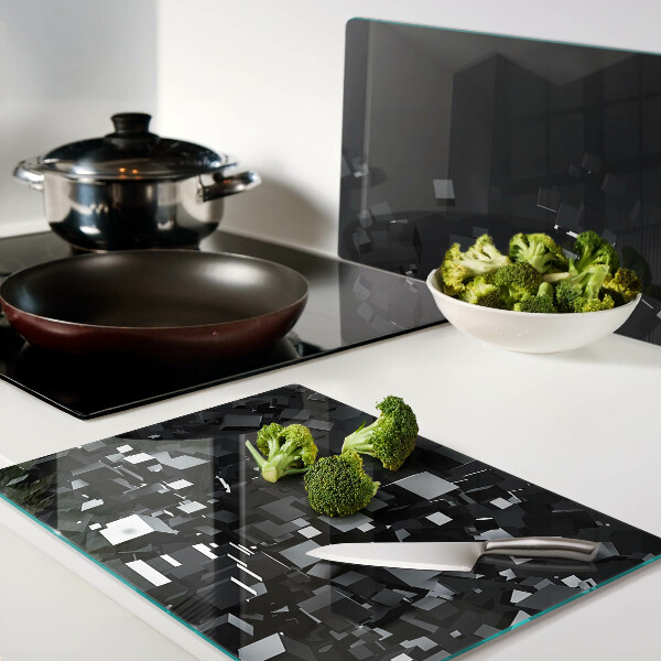 Tocător sticlă Cuburi negre abstracte