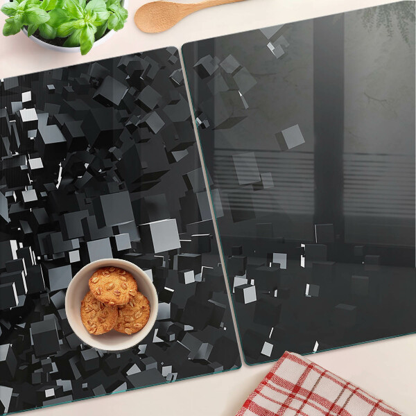Tocător sticlă Cuburi negre abstracte