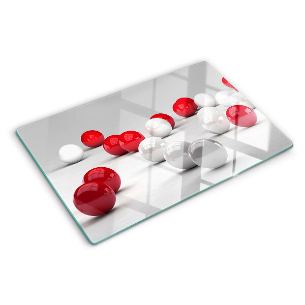 Tocător de bucătărie Bile roșii și albe