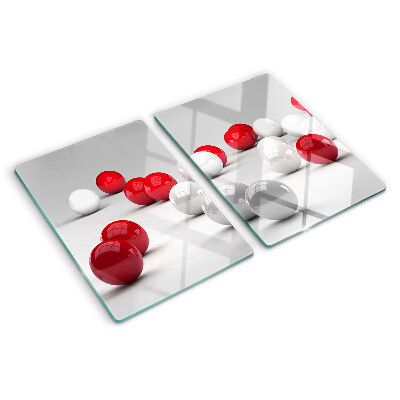 Tocător de bucătărie Bile roșii și albe