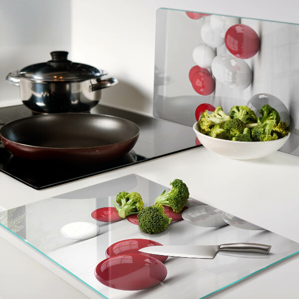 Tocător de bucătărie Bile roșii și albe