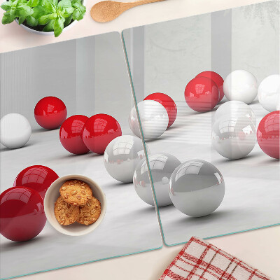 Tocător de bucătărie Bile roșii și albe