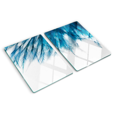 Tocător de bucătărie Pene albastre pe fundal alb