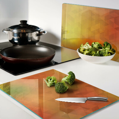 Tocător din sticlă Geometrie în nuanțe de portocaliu