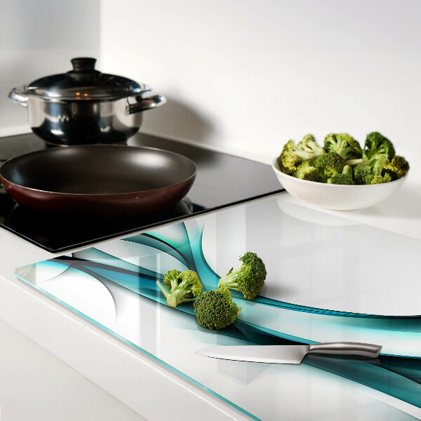 Tocător din sticlă Valuri în nuanțe de albastru