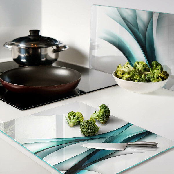 Tocător din sticlă Valuri în nuanțe de albastru