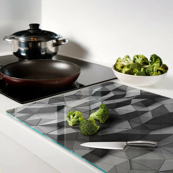 Tocător din sticlă Model geometric abstract în nuanțe de gri