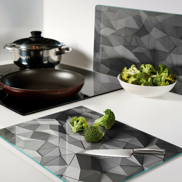 Tocător din sticlă Model geometric abstract în nuanțe de gri