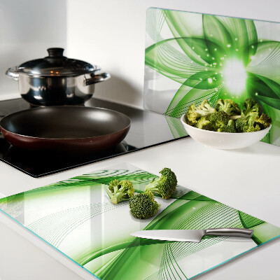 Tocător din sticlă Valuri abstracte verzi