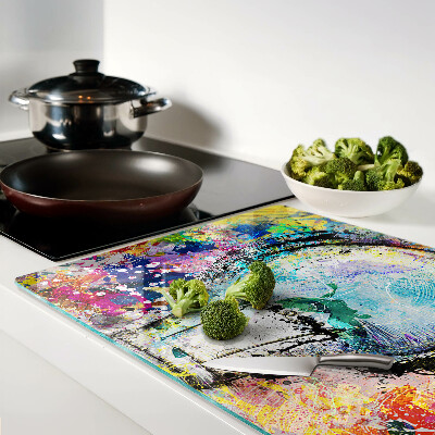 Tocător sticlă Bec pe un fundal colorat