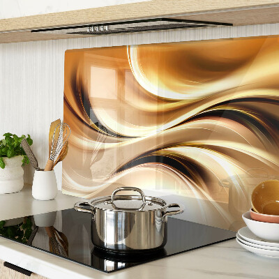 Tocător din sticlă Valuri abstracte în nuanțe de auriu