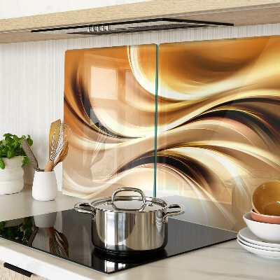 Tocător din sticlă Valuri abstracte în nuanțe de auriu