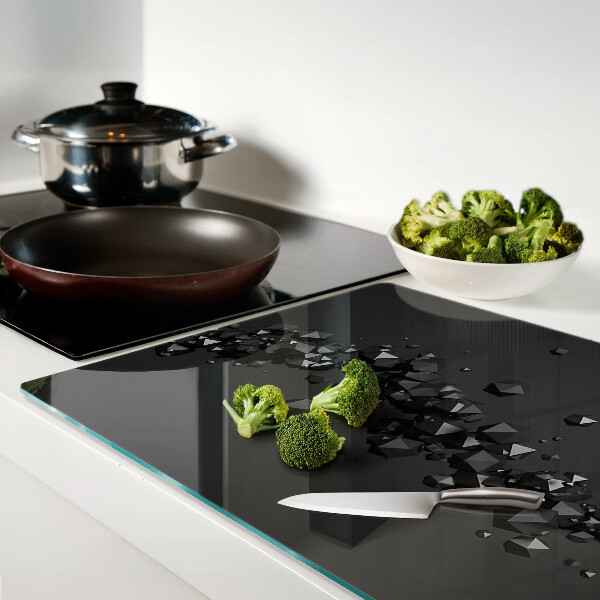 Tocător de bucătărie Cristale negre pe fundal