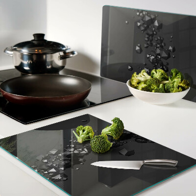 Tocător de bucătărie Cristale negre pe fundal