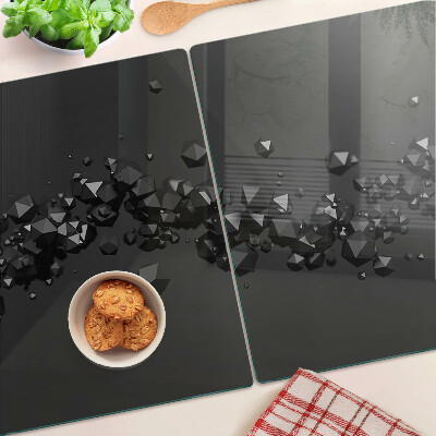 Tocător de bucătărie Cristale negre pe fundal