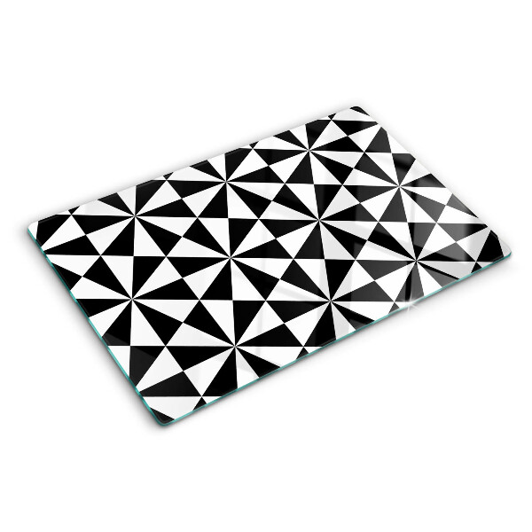 Tocător sticlă Triunghiuri geometrice în alb și negru